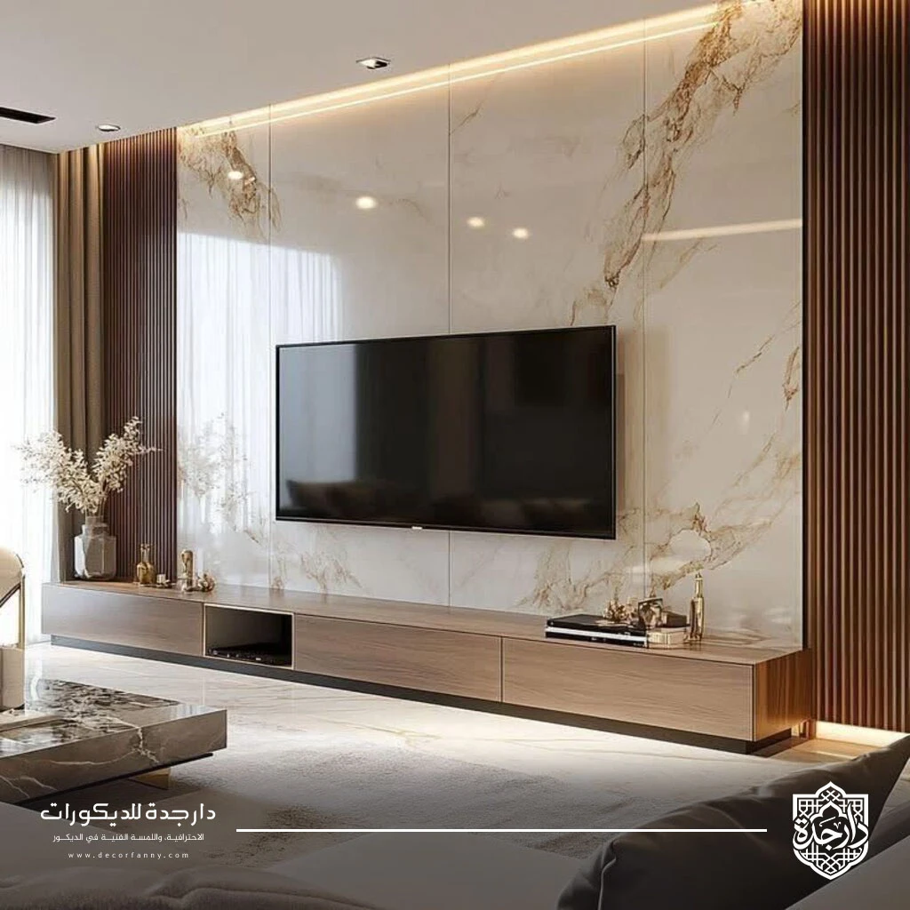 تركيب بديل رخام خلف الشاشة في جدة