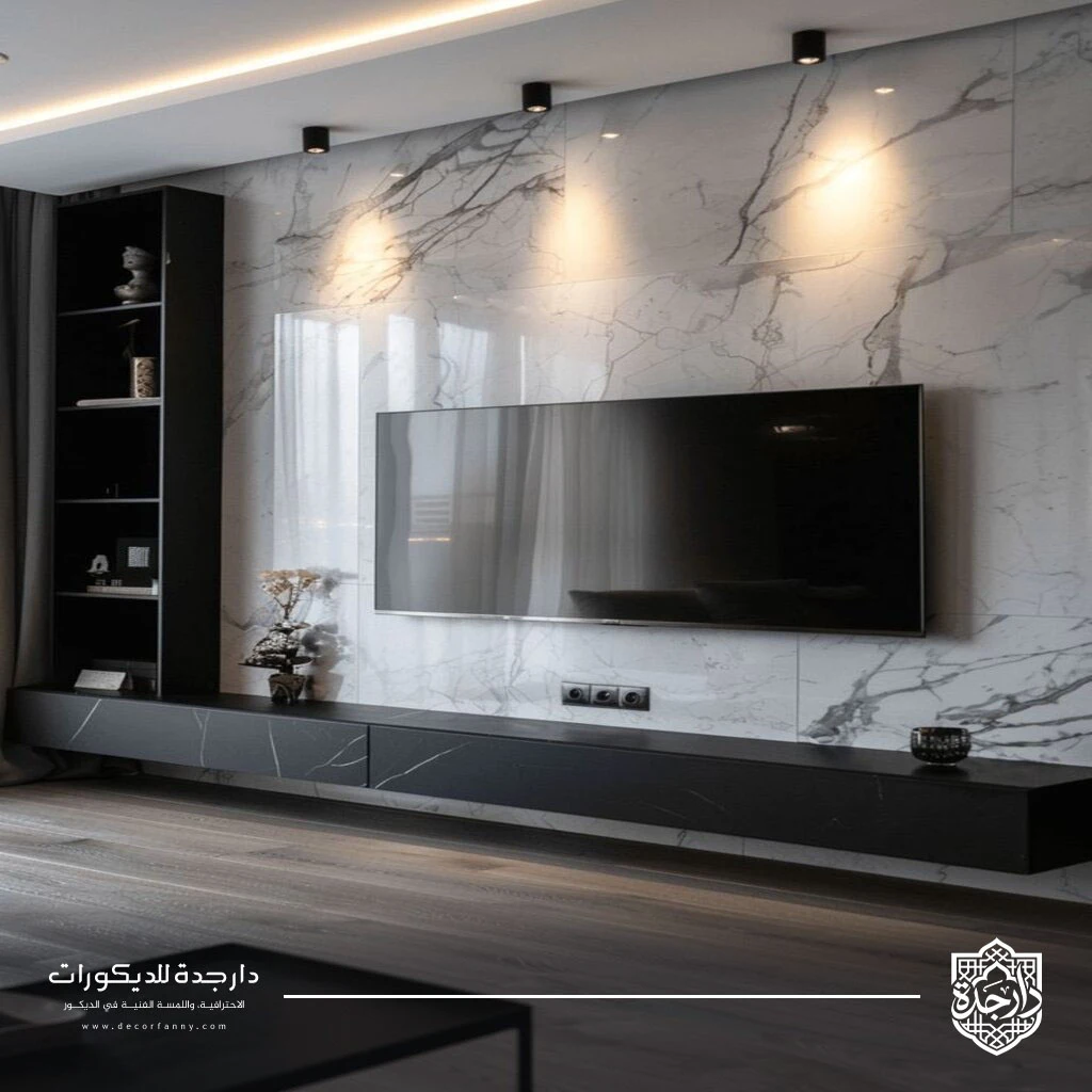 تركيب بديل رخام خلف الشاشة في جدة